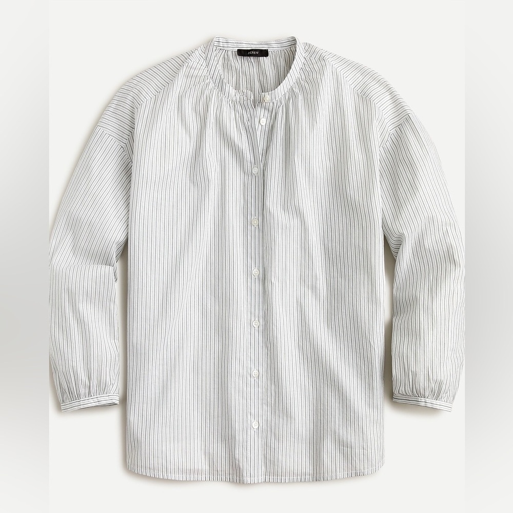 J.Crew Cotton-voile button-front top in double stripe Size Medium
